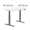Electric Standing Desk with ComfortEdge in 48x30 White is 30 inches deep and 48 inches wide